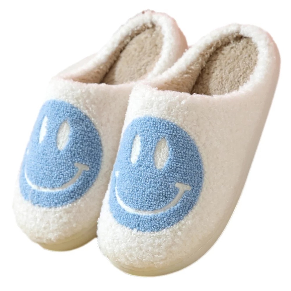 blue smile face slippers